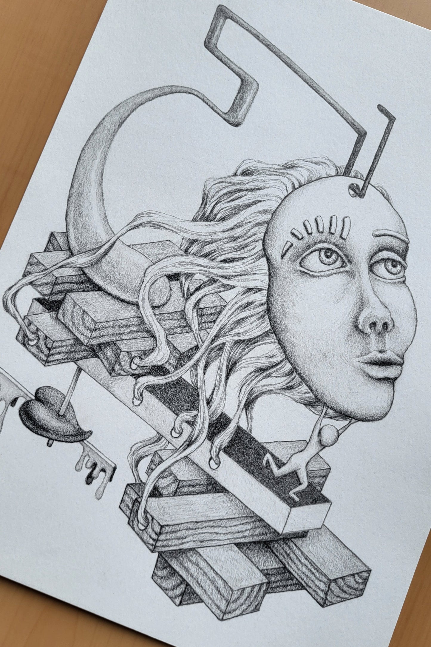 "Jenga" 9in x 12in framed