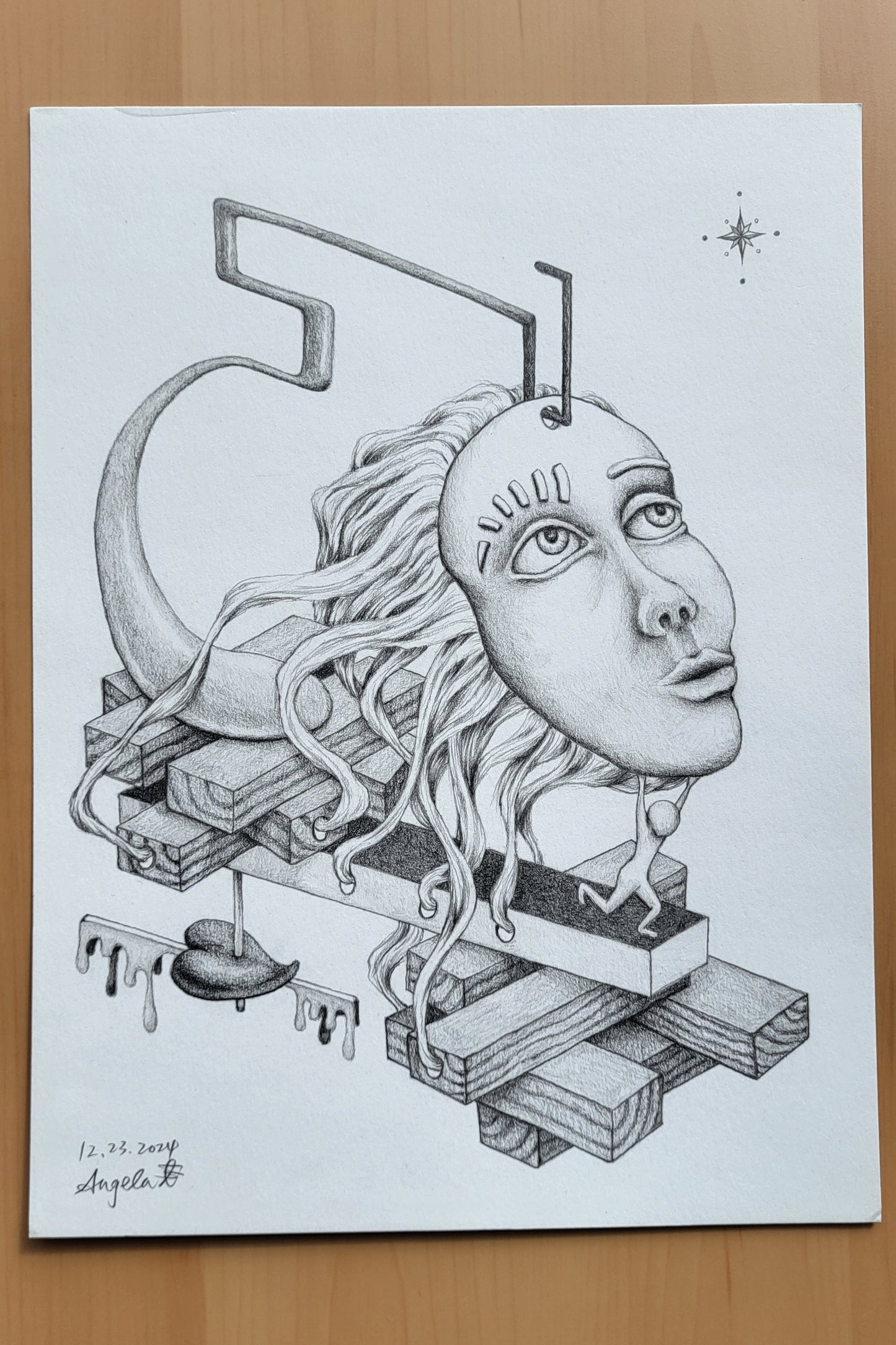 "Jenga" 9in x 12in framed