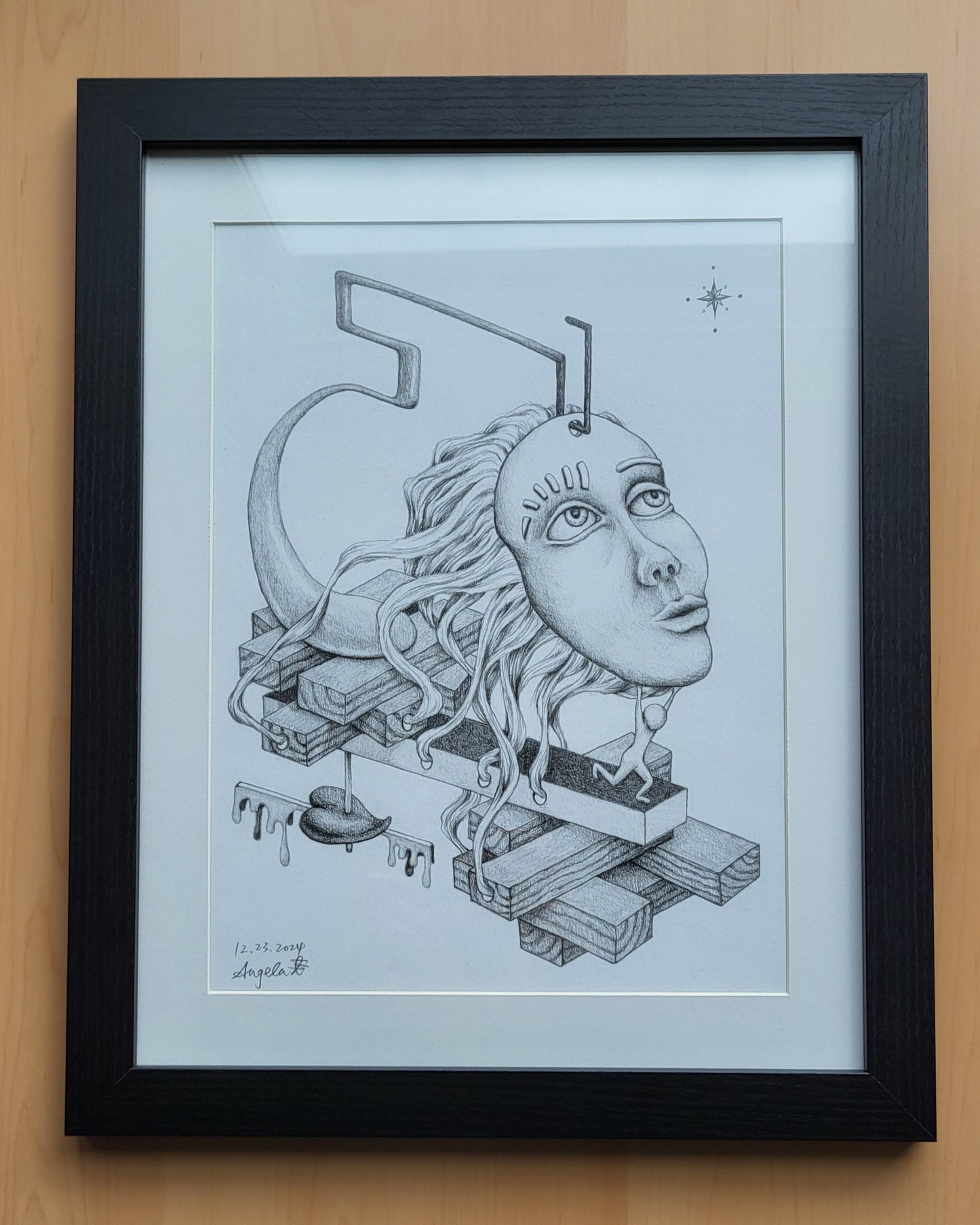 "Jenga" 9in x 12in framed