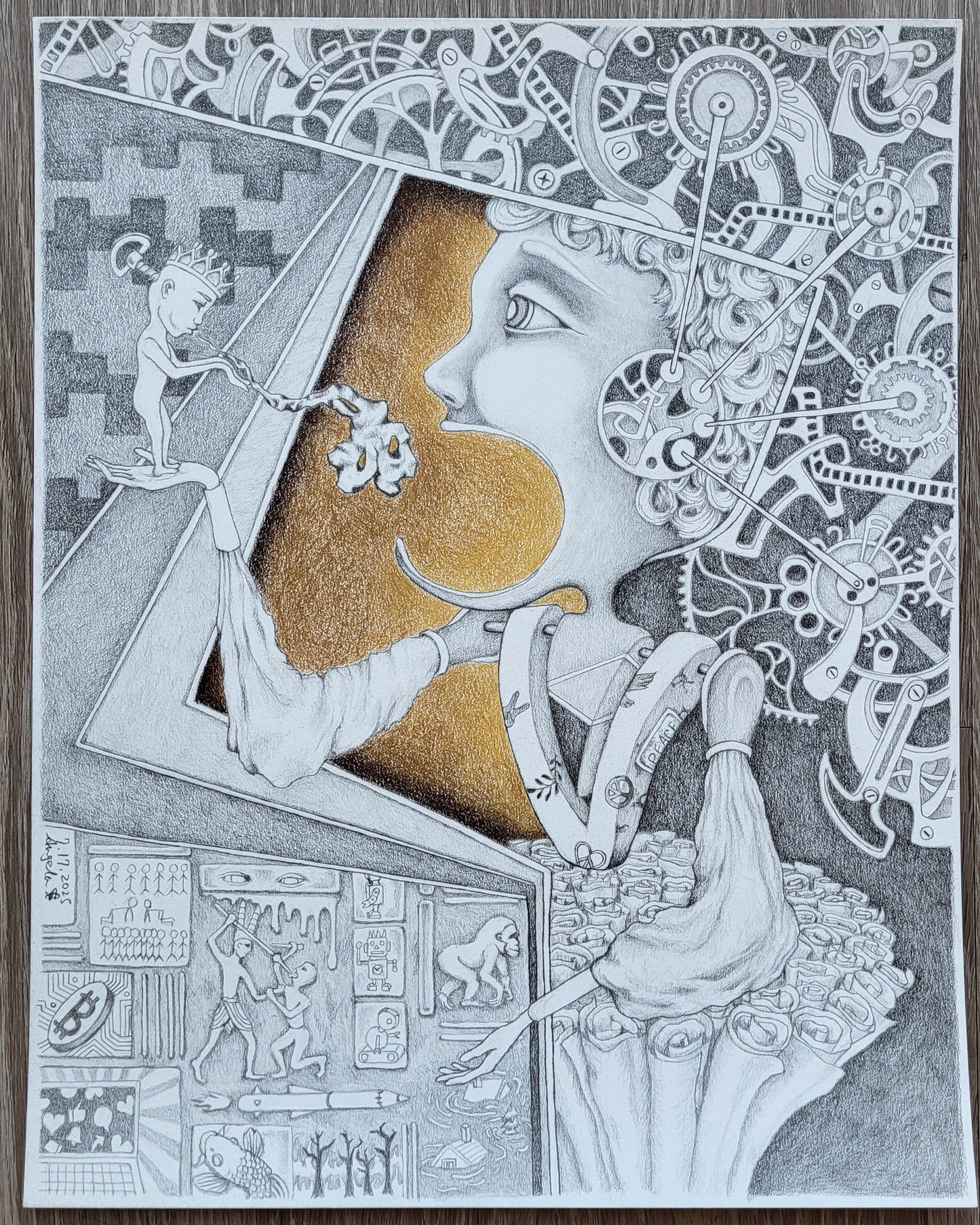 "Genesis" 11in x 14in framed