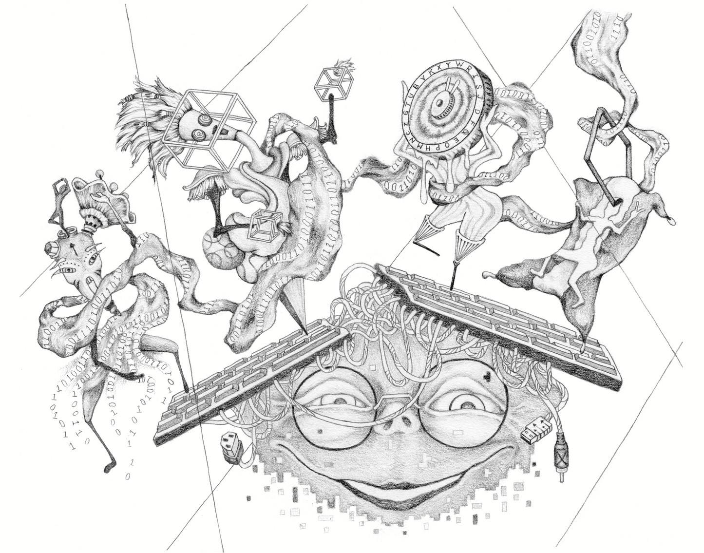 "Digital World" 11in x 14in framed