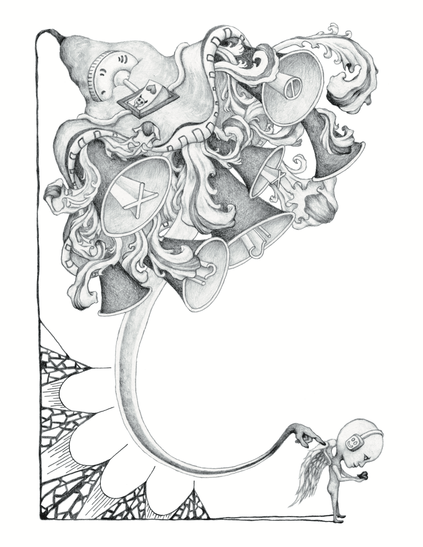 "Tuning Out" 9in x 12in framed