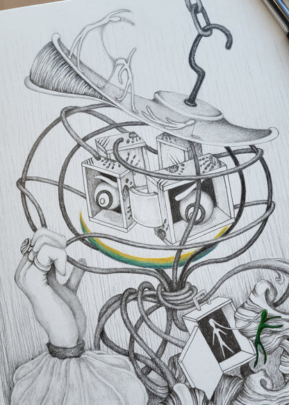 "The Naughty Prisoner" 9in x 12in framed