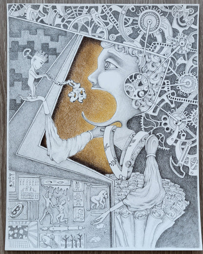 "Genesis" 11in x 14in framed