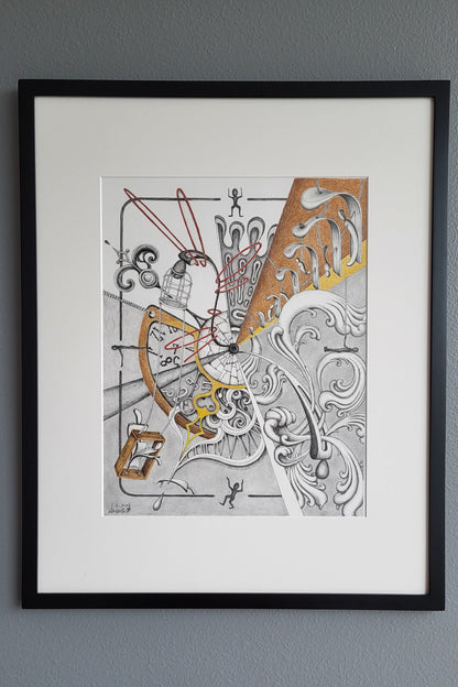 "Fractured Time" 11in x 14in framed