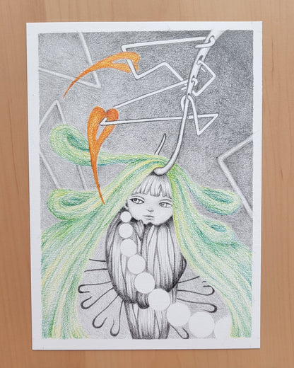"Hooked" 5in x 7in framed