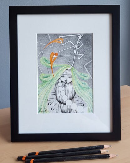 "Hooked" 5in x 7in framed