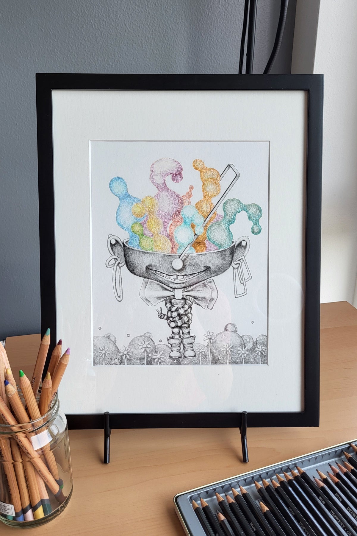 "The Art of Scheming" 8in x 10in framed