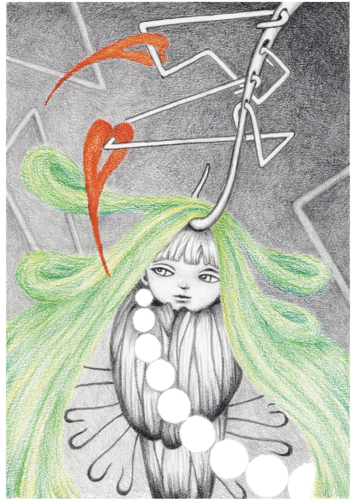 "Hooked" 5in x 7in framed
