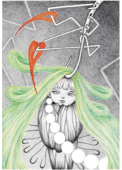"Hooked" 5in x 7in framed